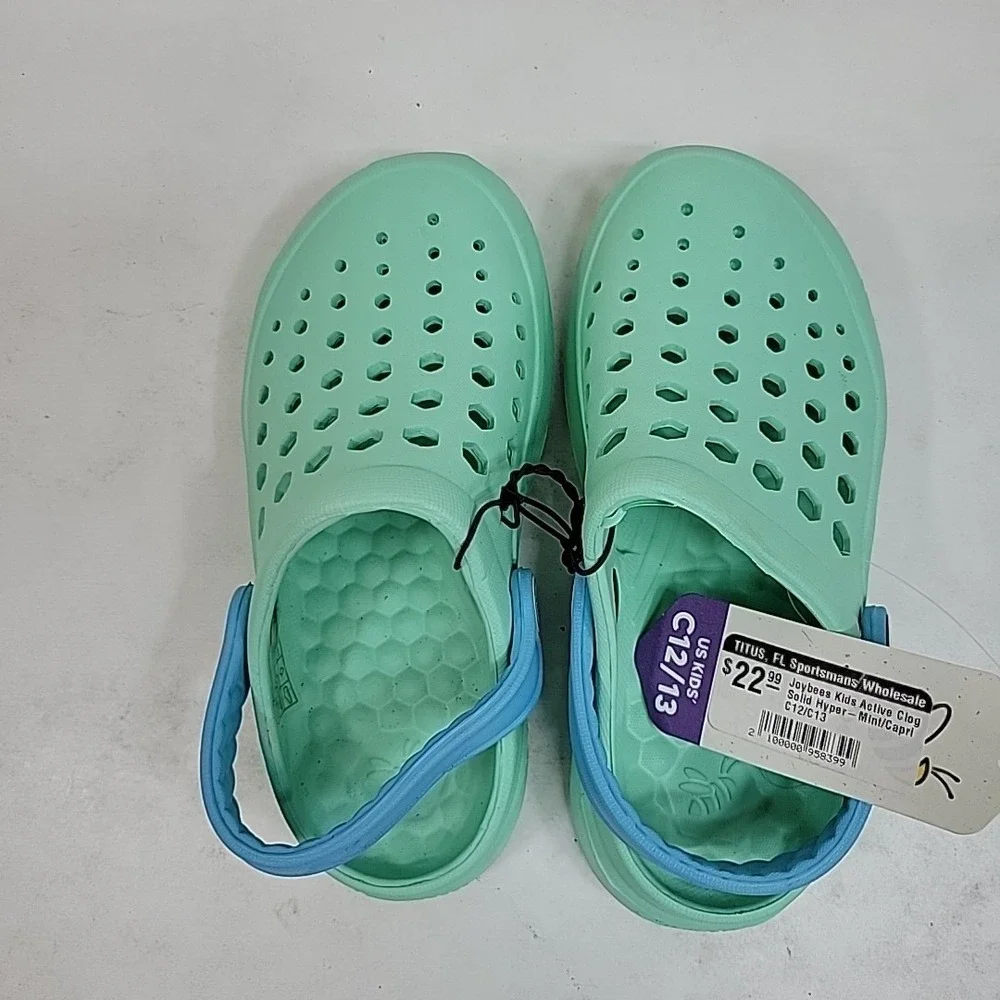 NWT Joybees Active Clog Youth Child 12/13 Mint Blue Slip On Comfy Water Shoes‎